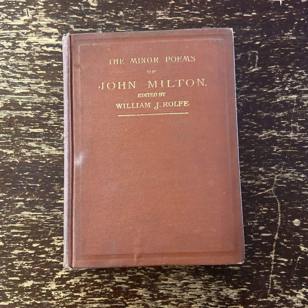 1887 John Milton Minor Poems William J Rolfe Antique Hardcover Poetry Book